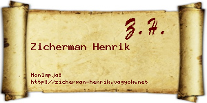 Zicherman Henrik névjegykártya